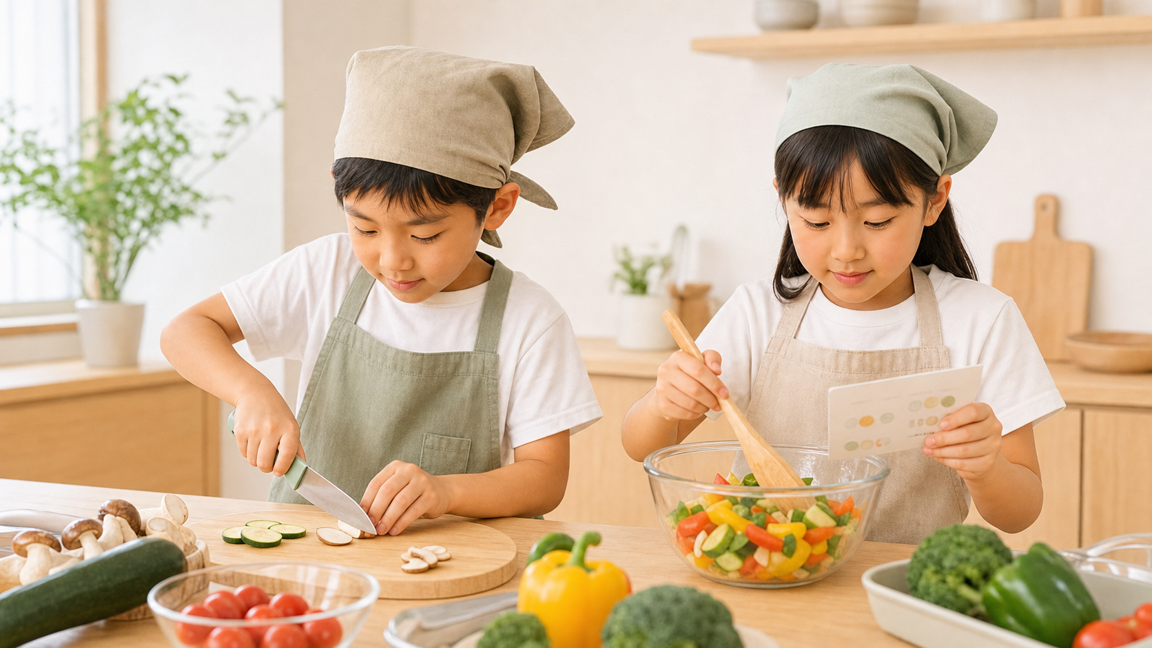 自分たちで考えながら調理する標準クラスの子どもたち