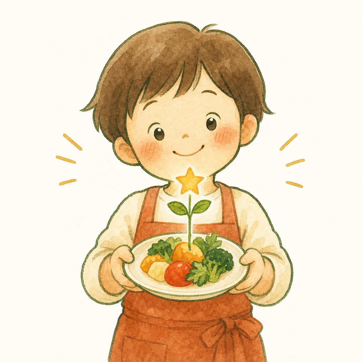 「できた!」という自信をイメージした水彩イラスト
