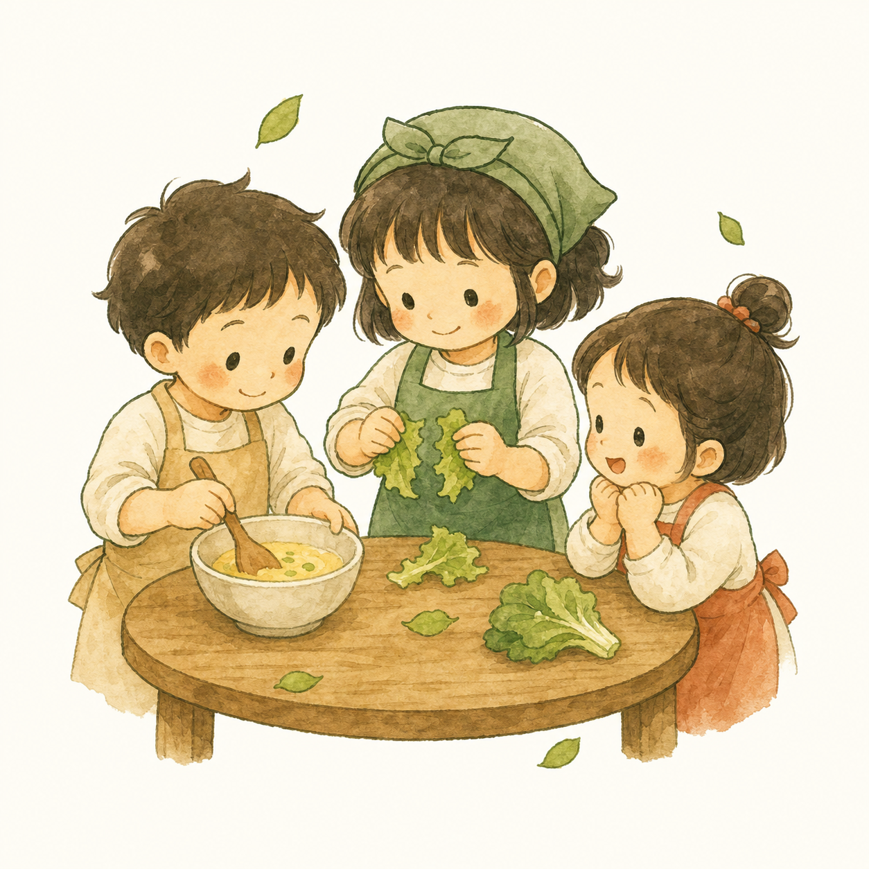 少人数制のレッスンをイメージした水彩イラスト